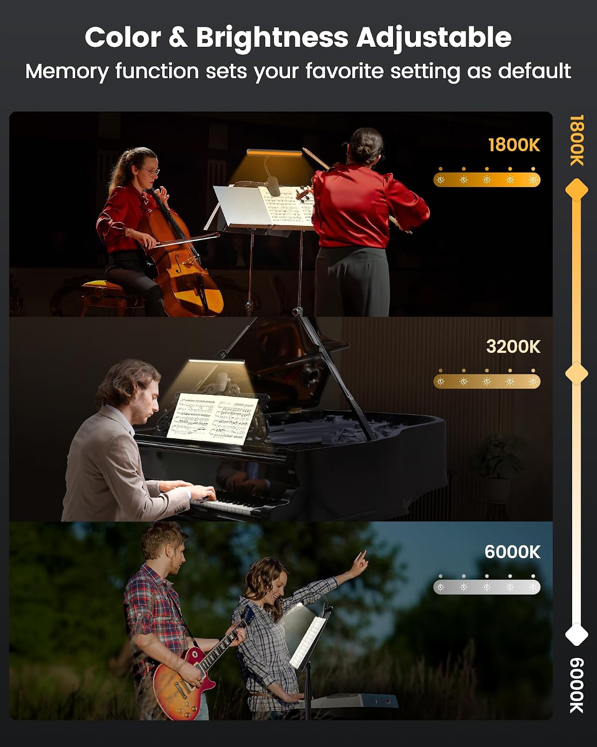 Glocusent Luz extensible de 81 LED para soporte de música