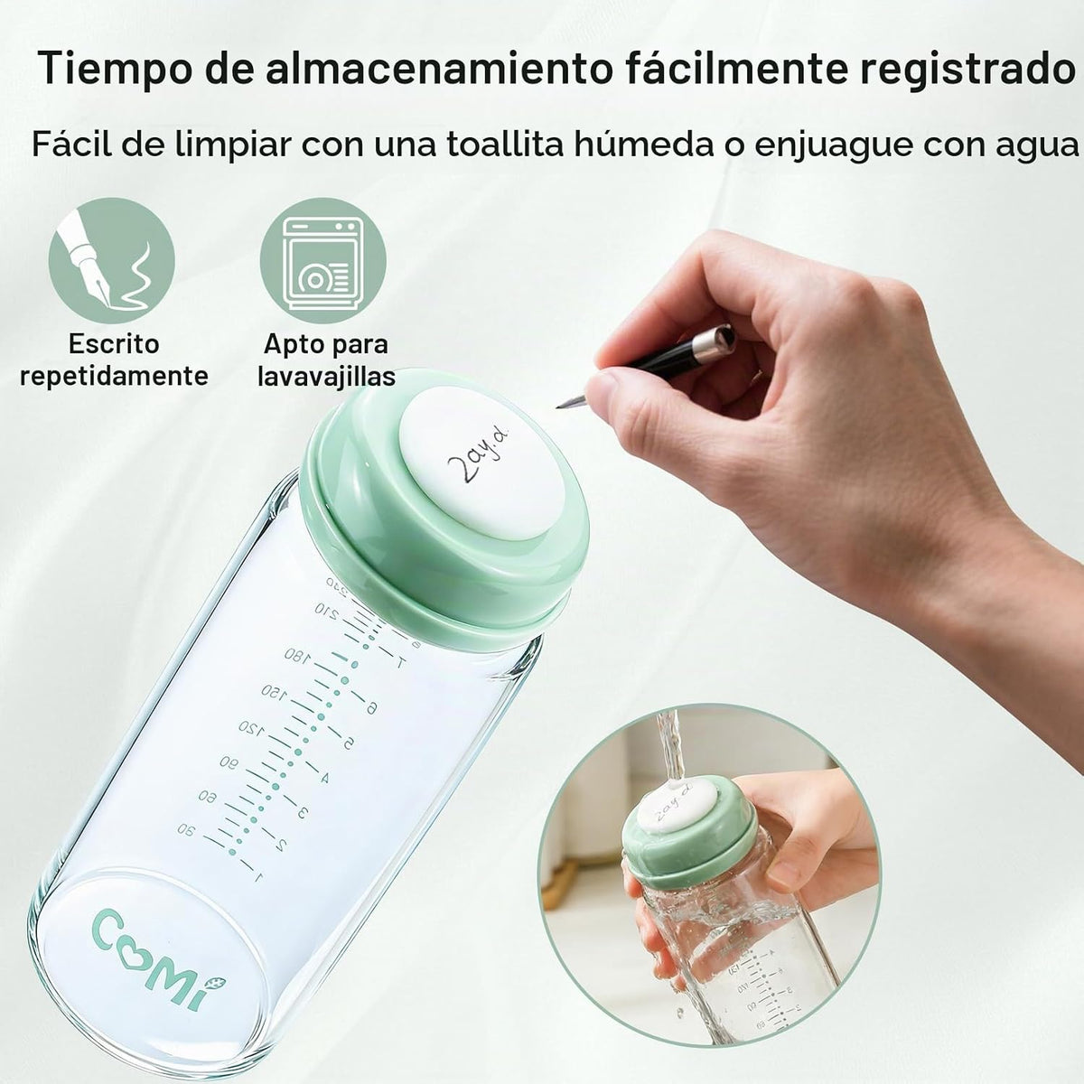 COMI Botella de almacenamiento y colección de leche materna de vidr...