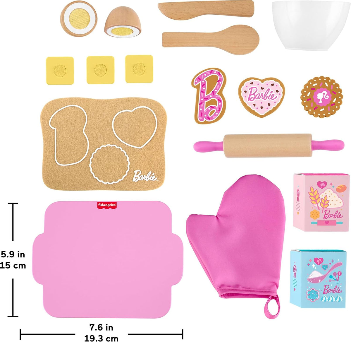 Fisher-Price Juego de hornear galletas Barbie de madera | 17 piezas...