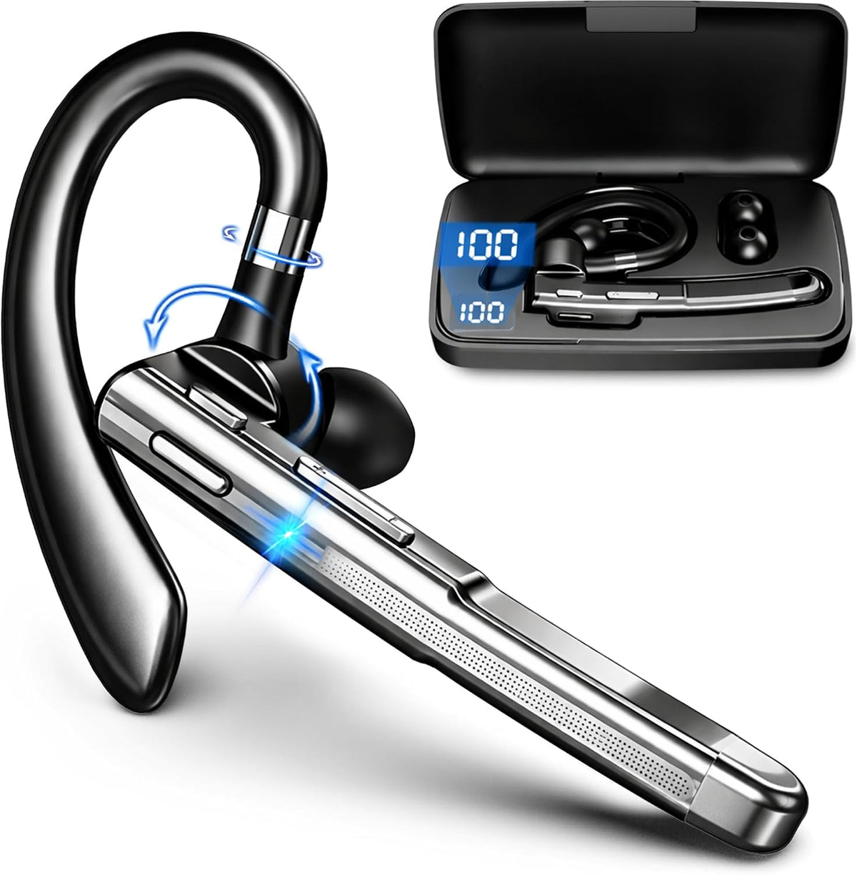 Auricular Bluetooth V6.1,100H Trucker Headset, HD Audio &amp; Botón...