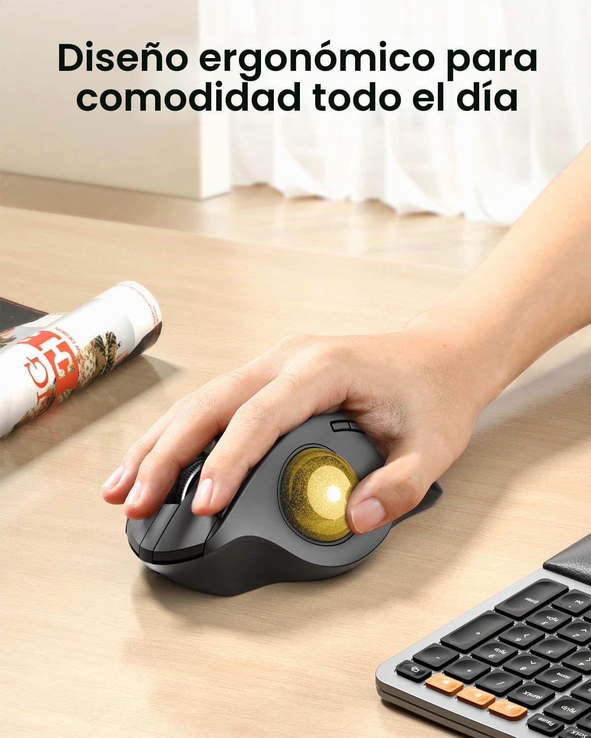 ProtoArc EM01 NL Ratón inalámbrico Trackball, control de pulgar rec...