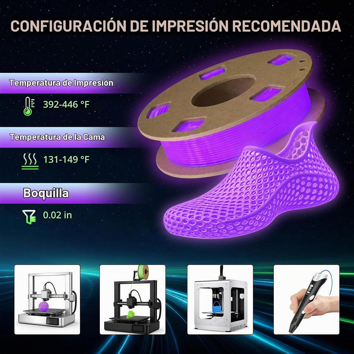 Frucindra Paquete de filamentos para impresora 3D de TPU 95A que br...