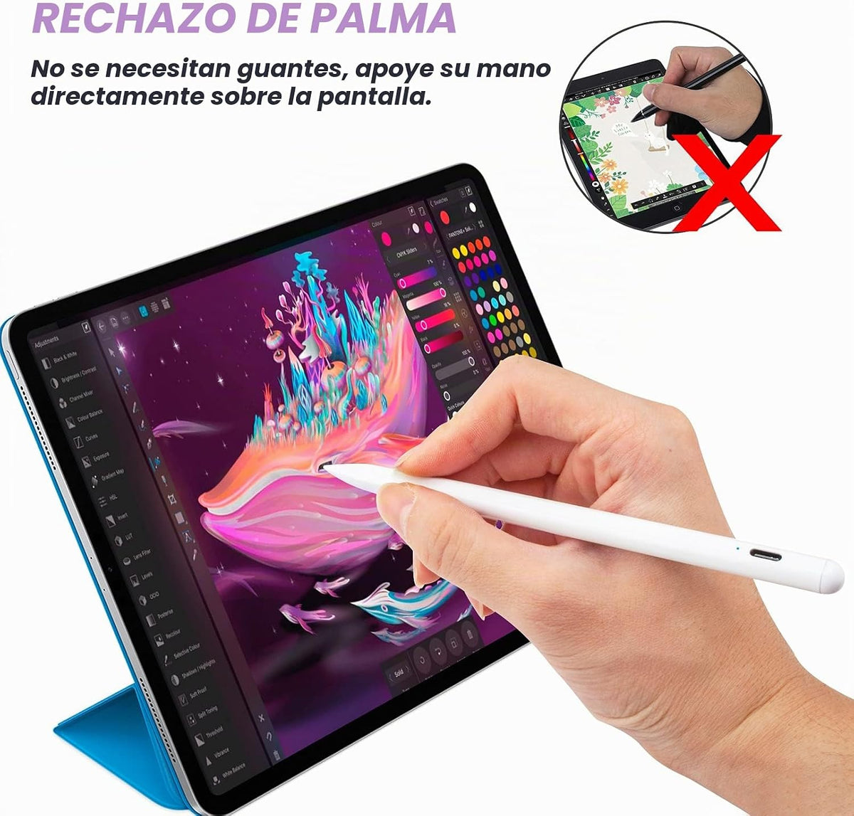 iPad Pencil Pro - 2 lápices capacitivos de carga rápida con rechazo...