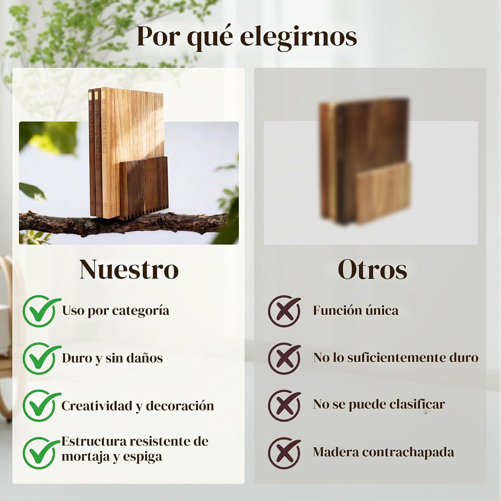 Juego de tablas de cortar libros con soporte de madera para cociner...
