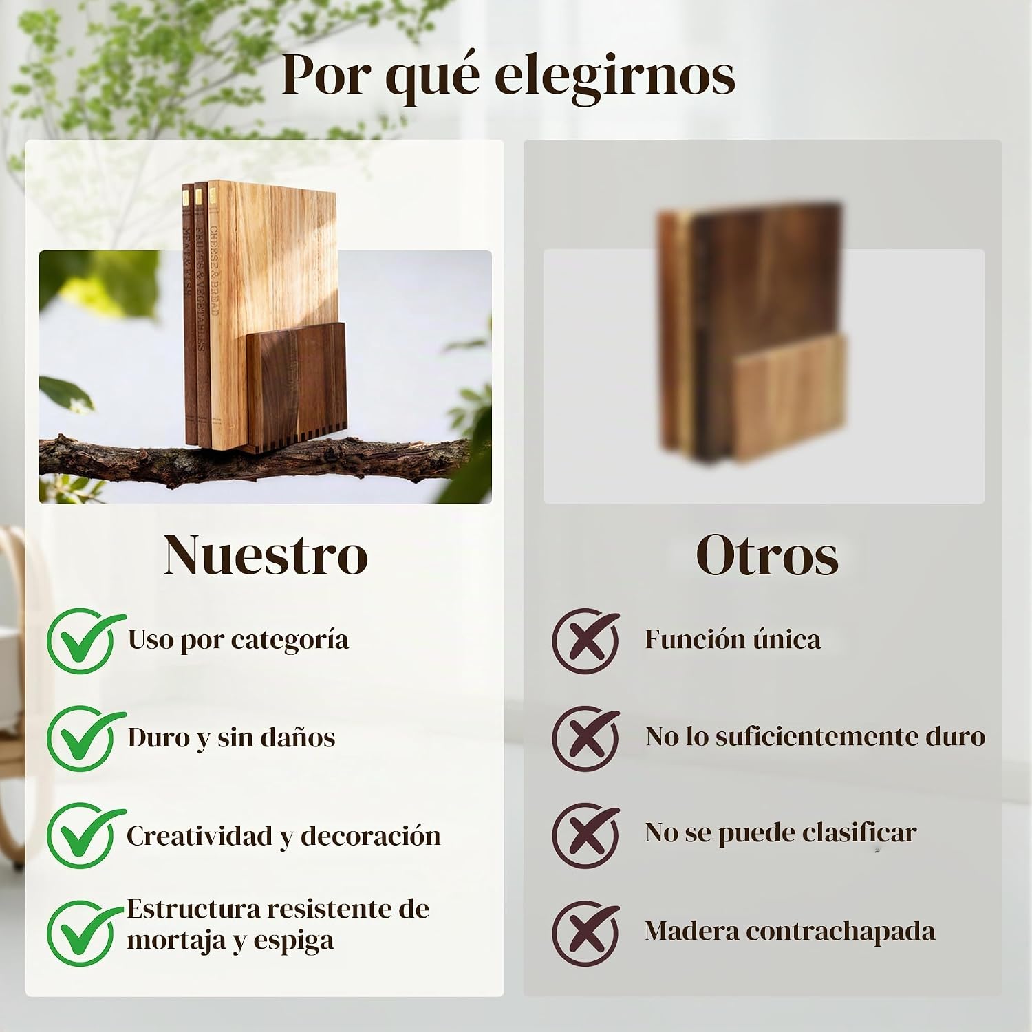 Juego de tablas de cortar libros con soporte de madera para cociner...