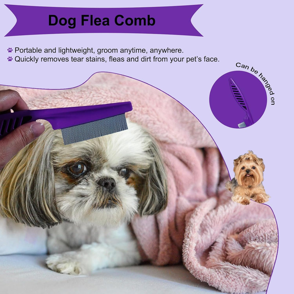 MAEELOU Kit de aseo de cepillo para cachorros de 3 piezas (morado o...