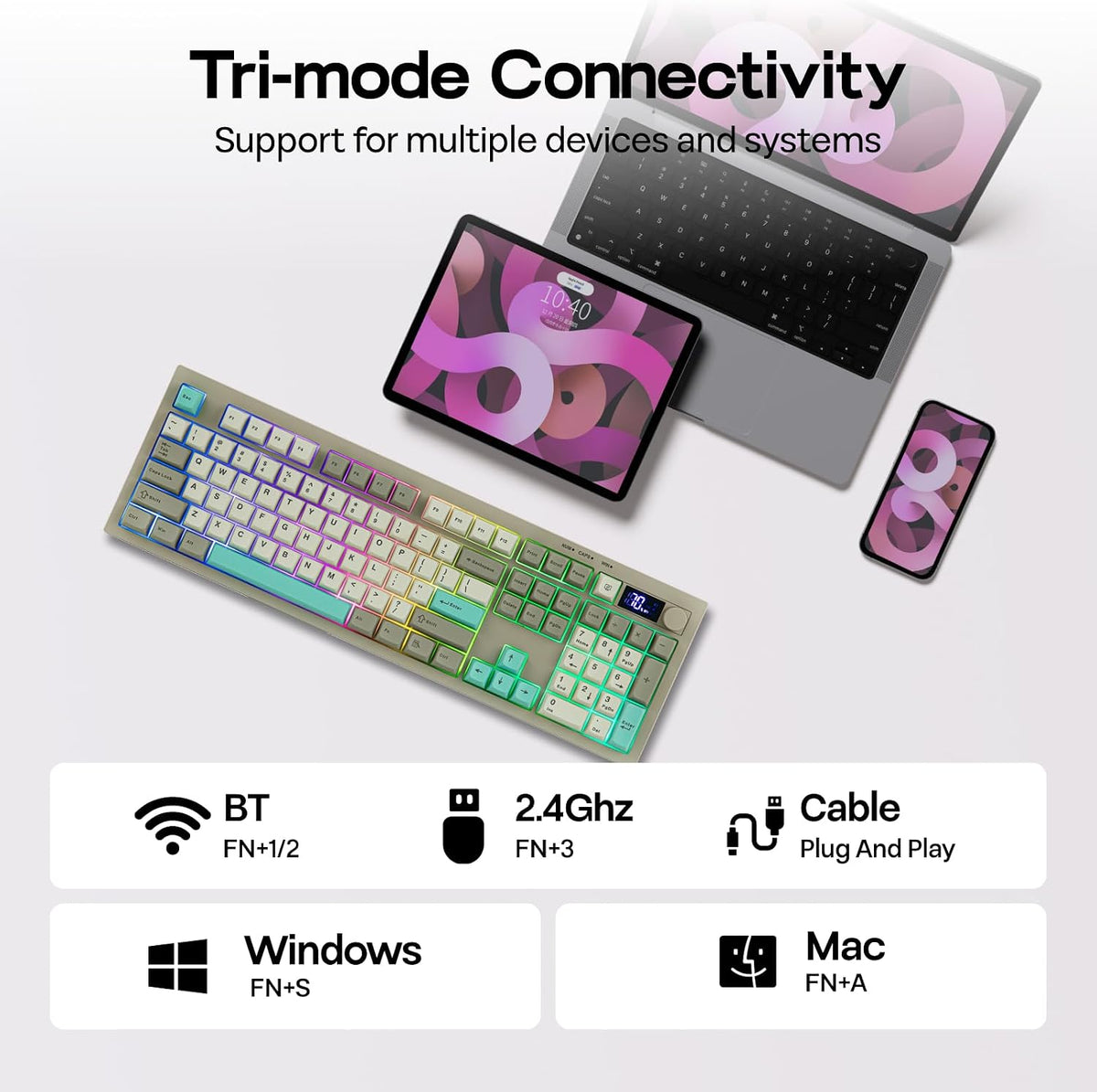 Teclado de membrana para juegos EPOMAKER Aula S102 PRO con pantalla...
