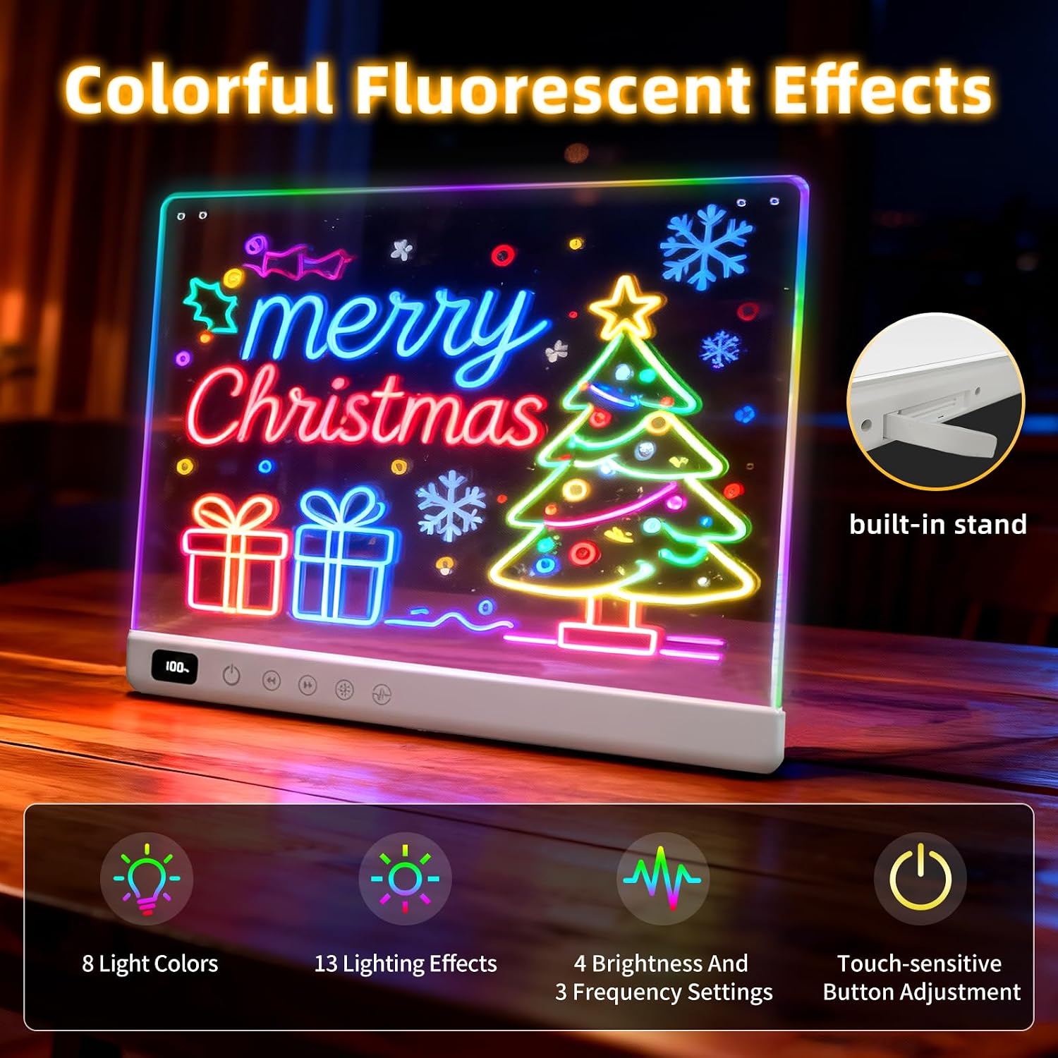 Lumiboard Tablero de dibujo LED con 13 efectos de luz, tablero de n...