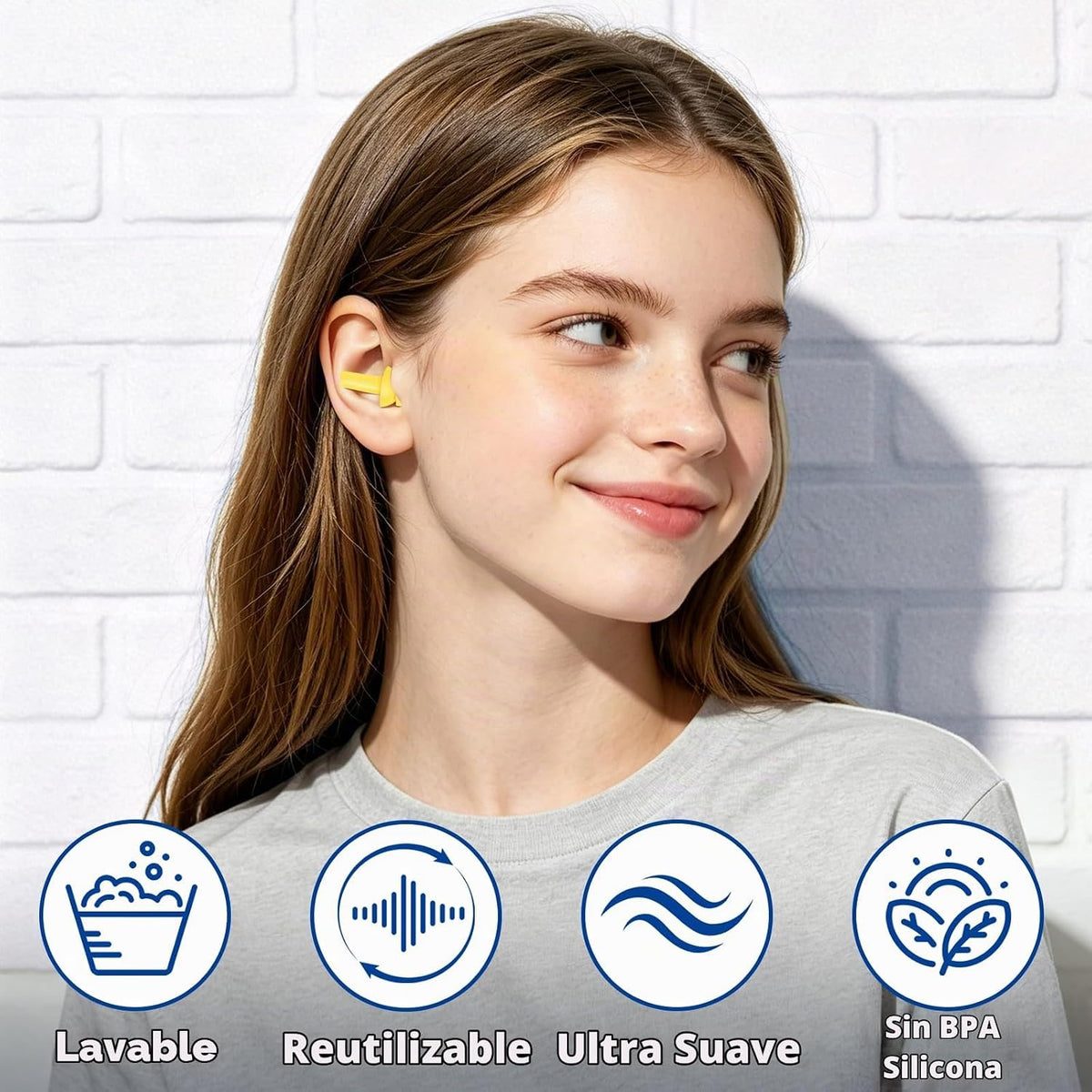 Leffis 100 pares de tapones de silicona reutilizables para dormir c...