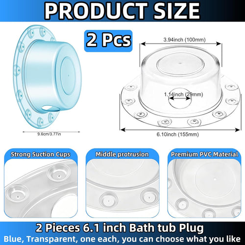 2 tapones para bañera, tapón de bañera de 6.1 pulgadas transparente...