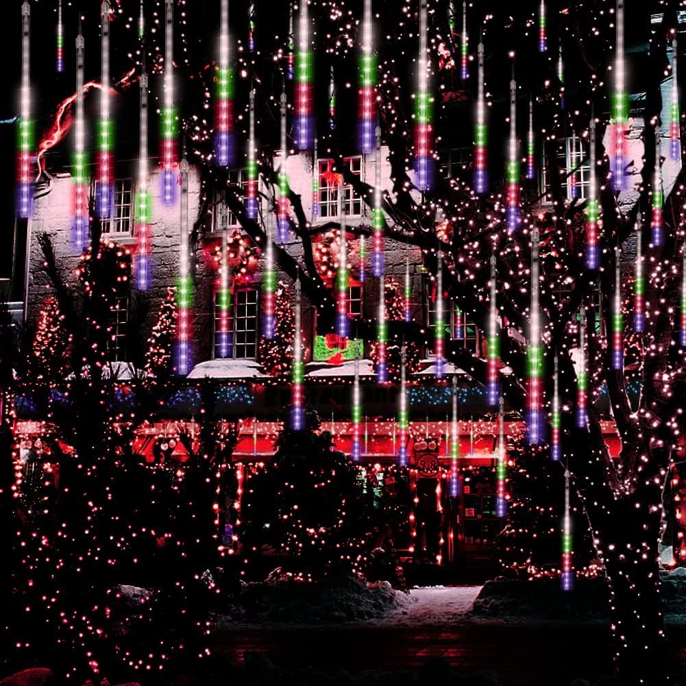 Adecorty Luces de Navidad Árbol al aire libre Luz de carámbano en c...
