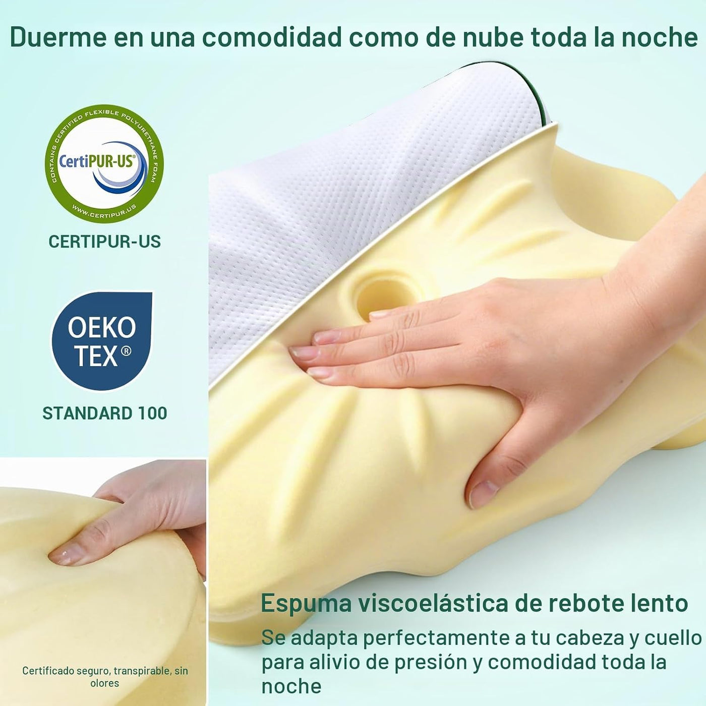 AZBESTPRO Almohada cervical de espuma viscoelástica para soporte de...