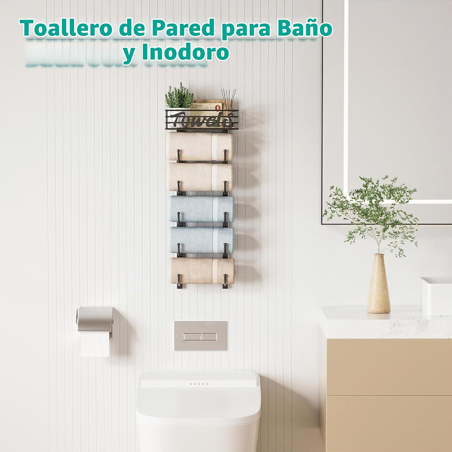 HapiRm Toalleros para Almacenamiento de Baño - 6 Niveles Sobre la P...