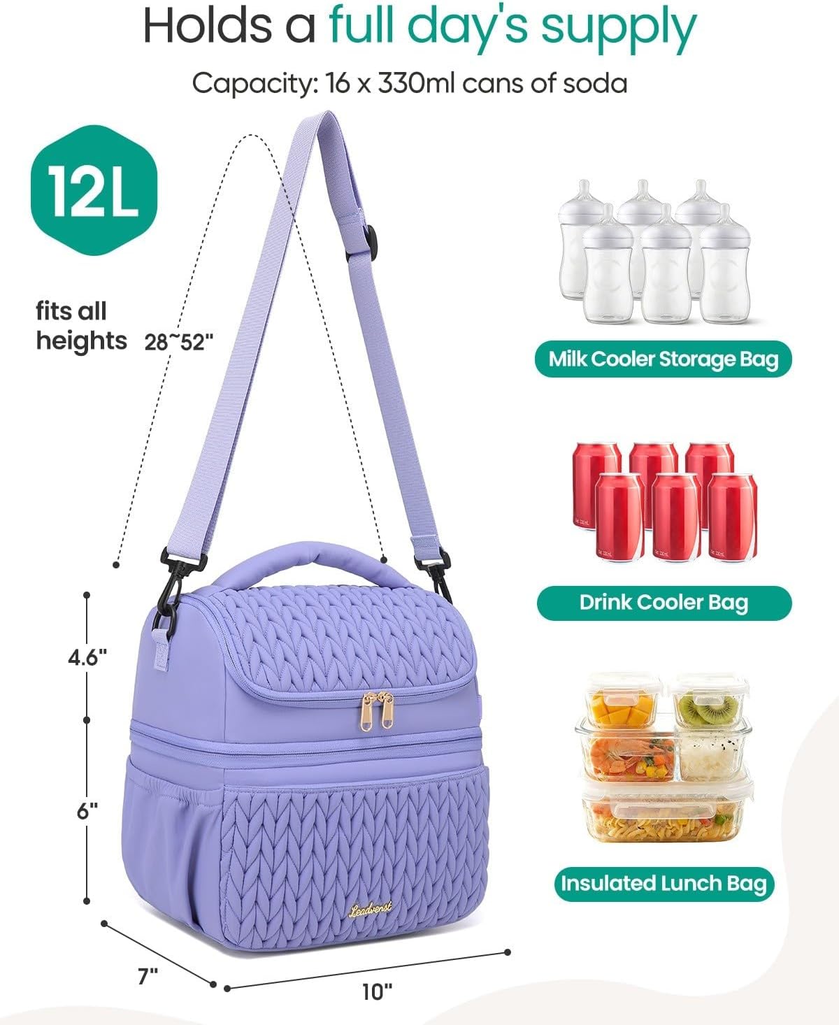 LEADVENST Bolsa enfriadora de leche materna \u2013 Gran capacidad d...