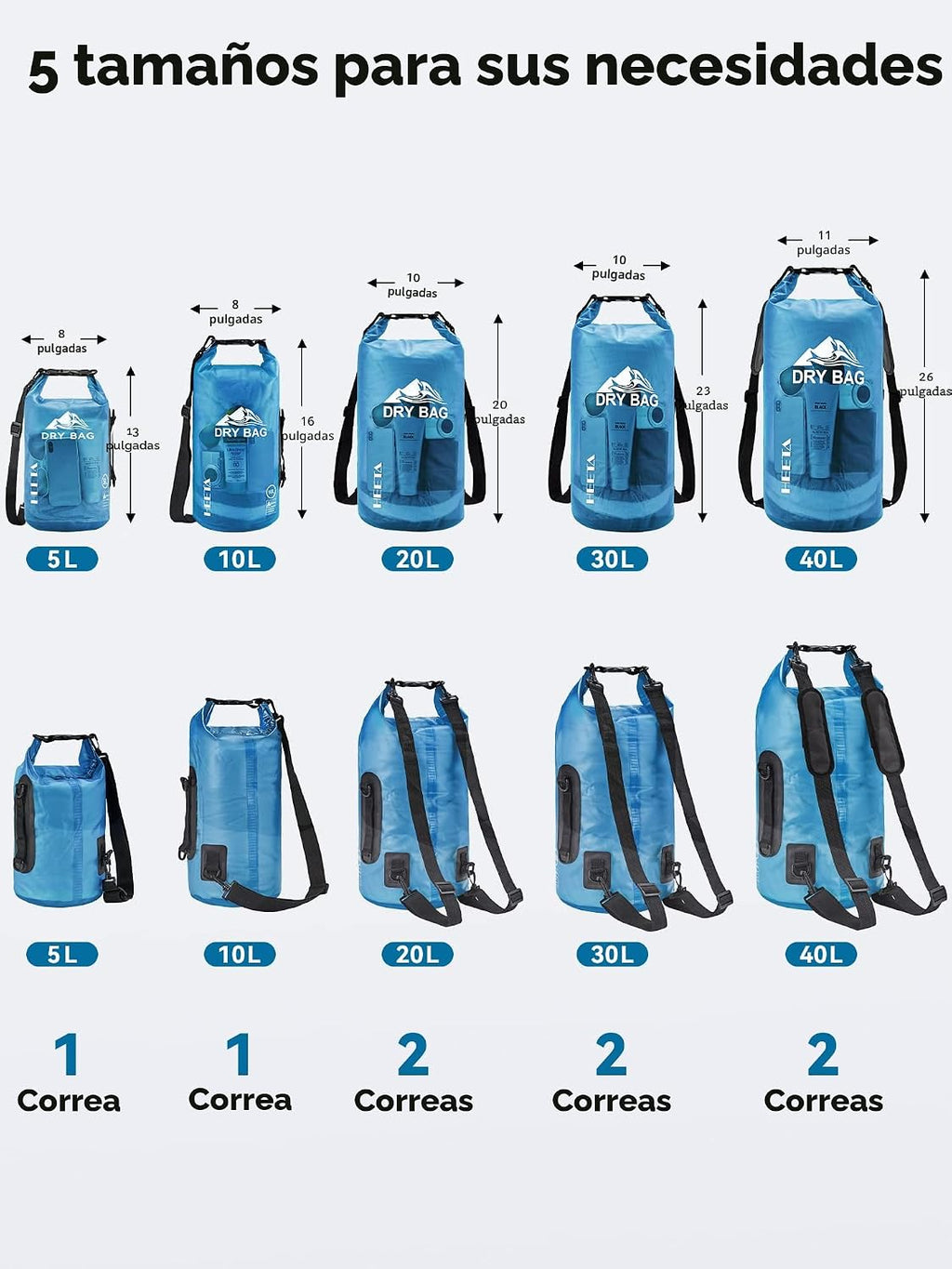 HEETA Bolsa Seca Impermeable para Mujeres y Hombres, 5L\/10L\/20L\/...