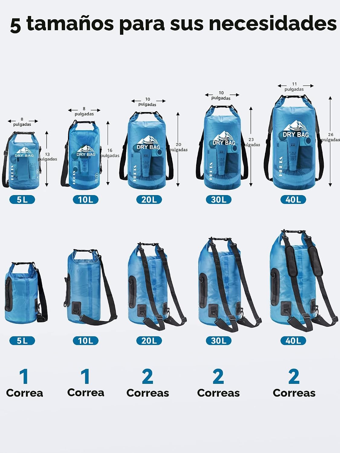 HEETA Bolsa Seca Impermeable para Mujeres y Hombres, 5L\/10L\/20L\/...