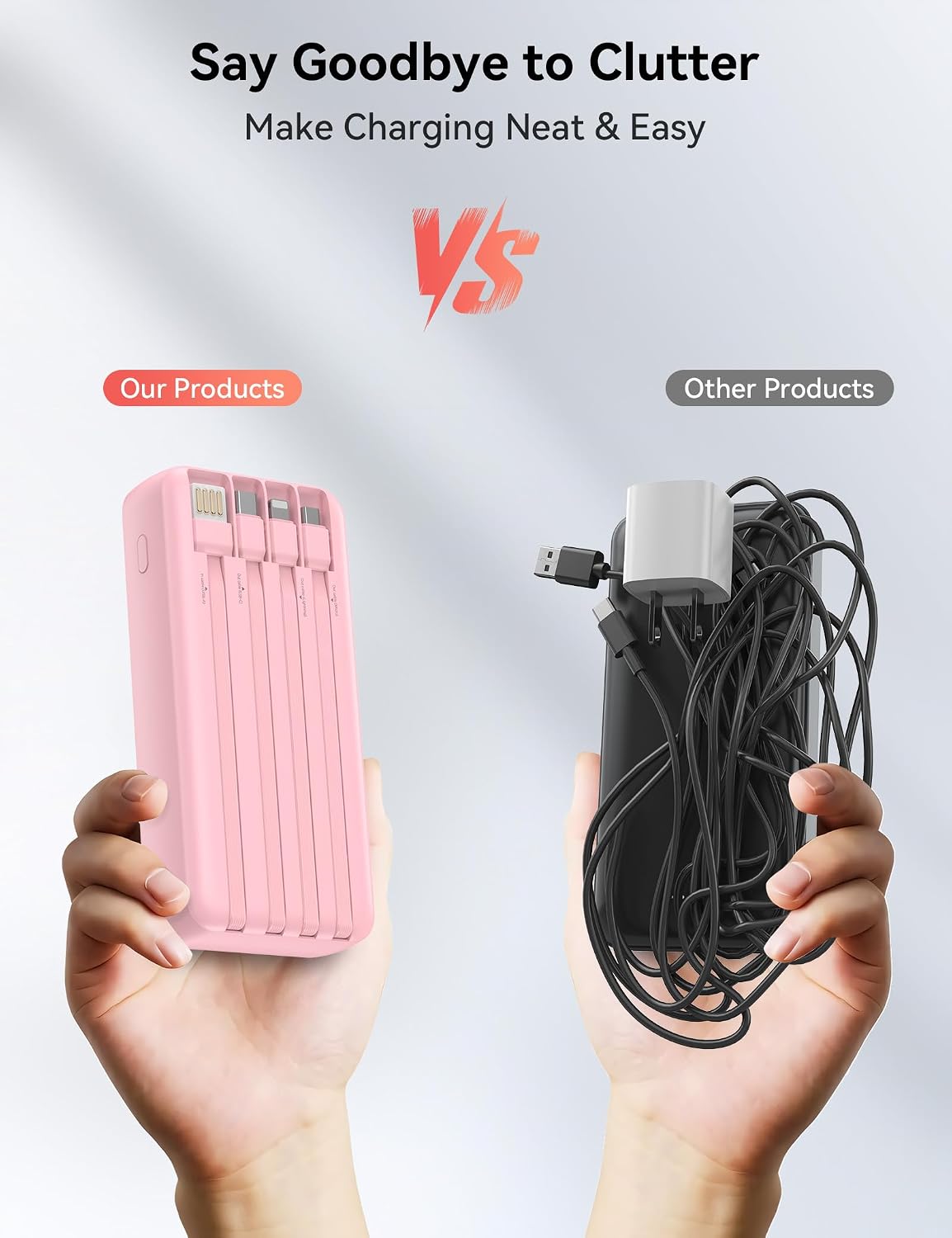 Nusyddy Cargador Portátil 20000mAh con 4 Cables Integrados y 6 Sali...