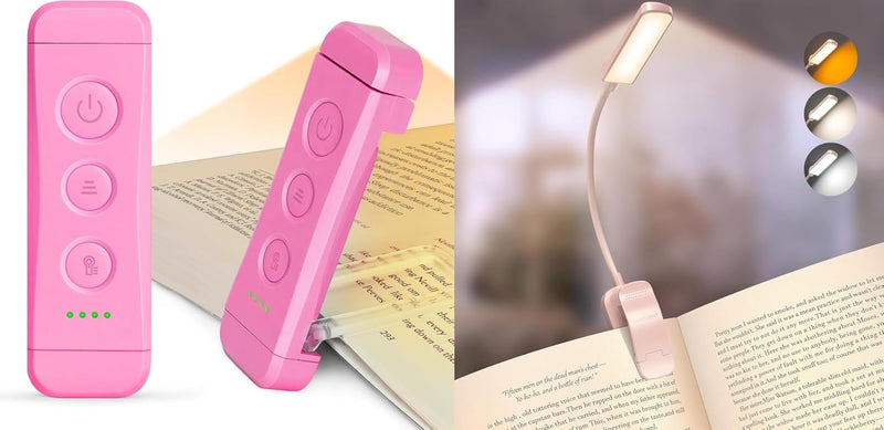 Glocusent Paquete de 2 luces para libros, luz compacta de 5 LED con...