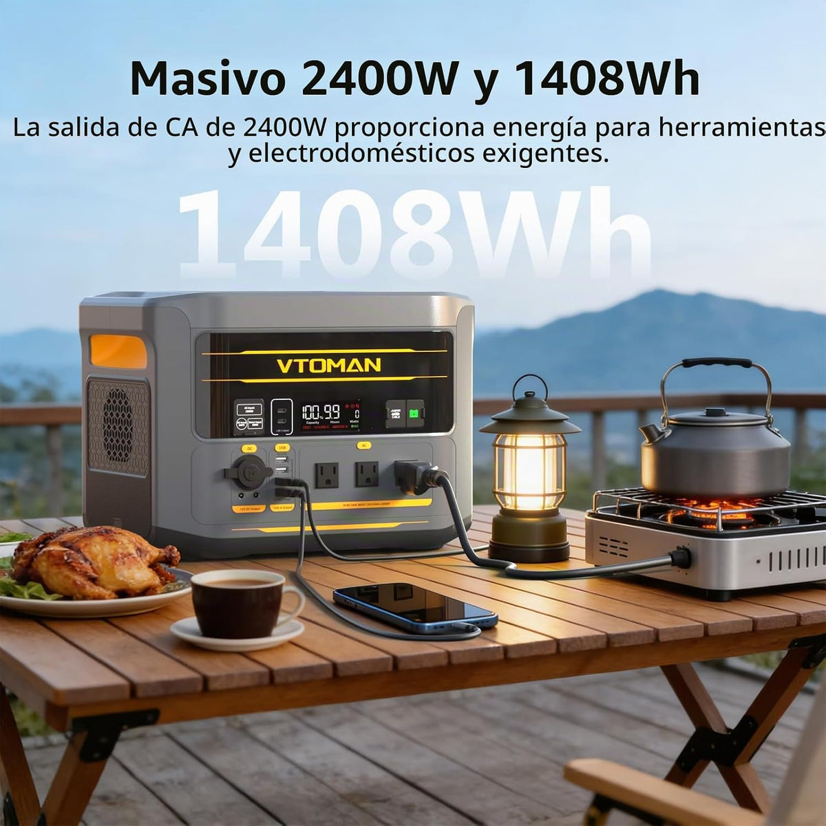 VTOMAN Estación de energía portátil FlashSpeed 2400, batería LiFePO...