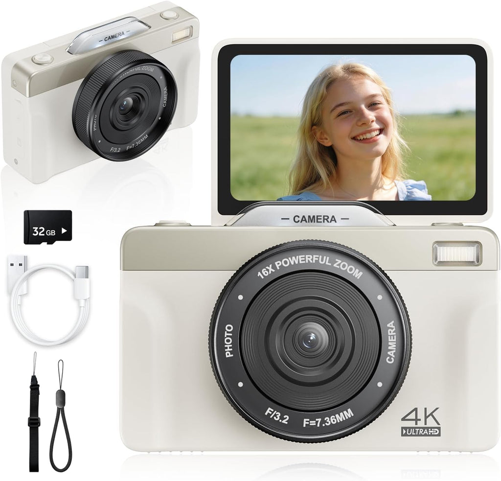 Cámara digital 4K para fotografía, 2026, cámara WiFi de enfoque aut...
