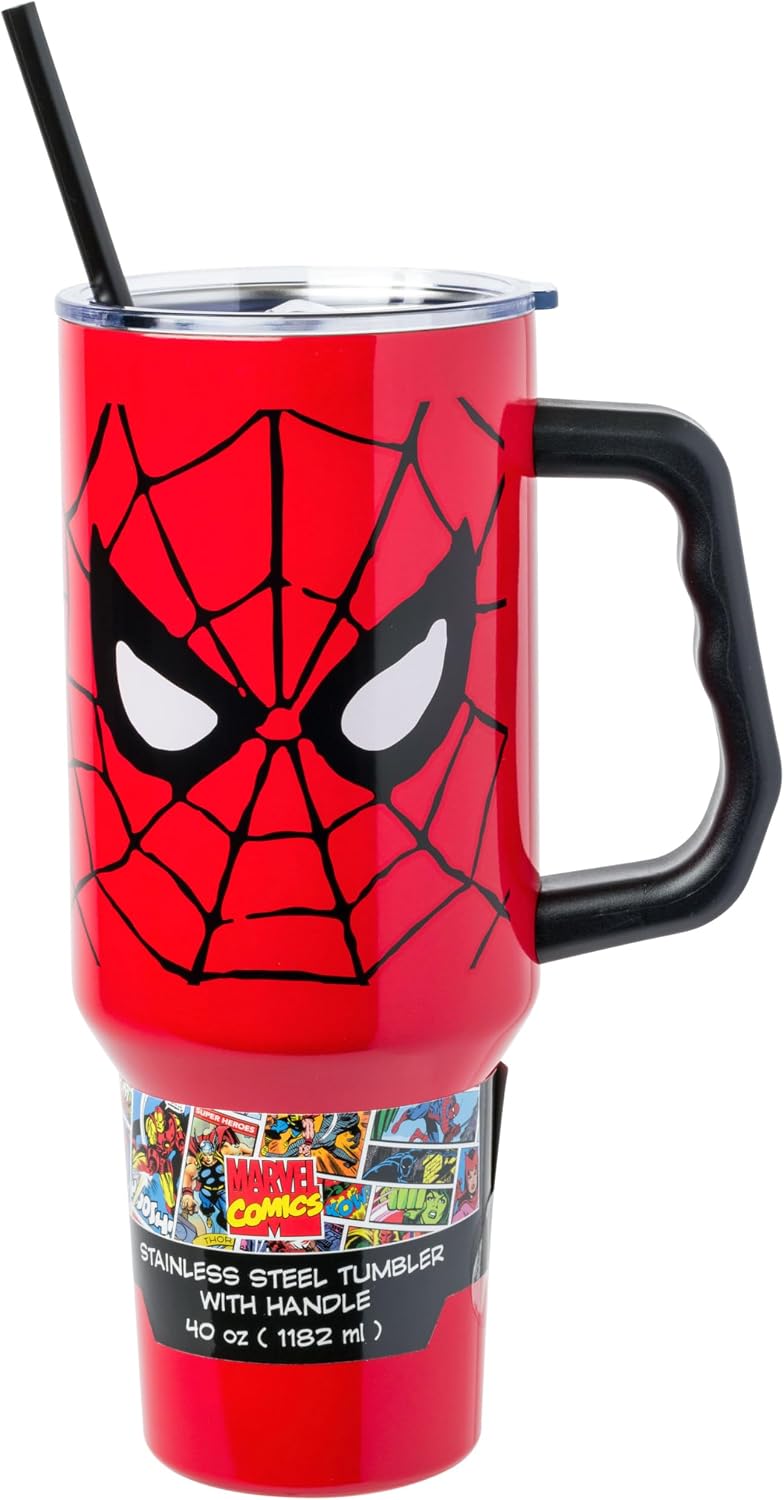 Silver Buffalo Marvel Spider-Man - Vaso de acero inoxidable, 40 onz...