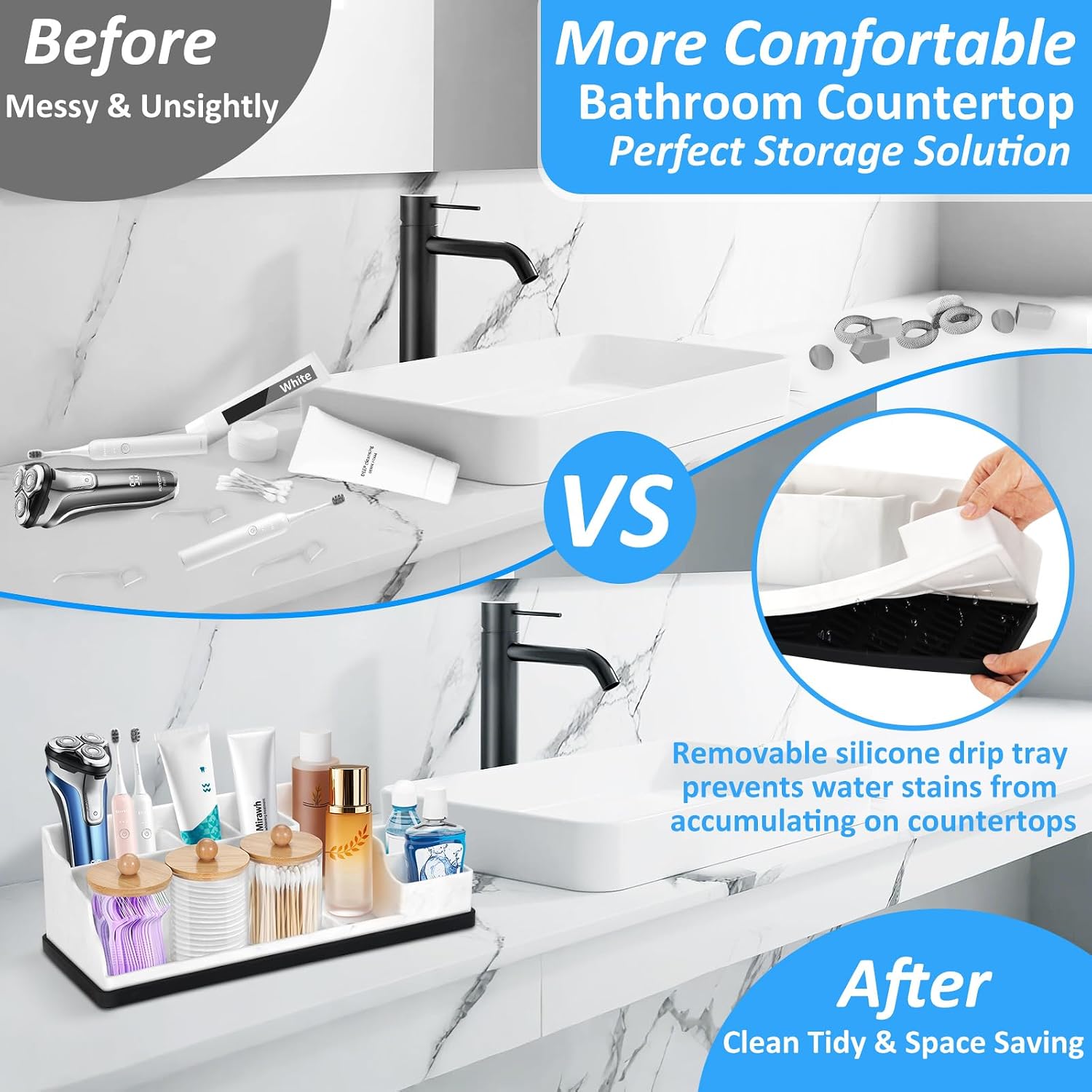 Organizador de Baño para Encimera, Portacepillos de Dientes de Sili...