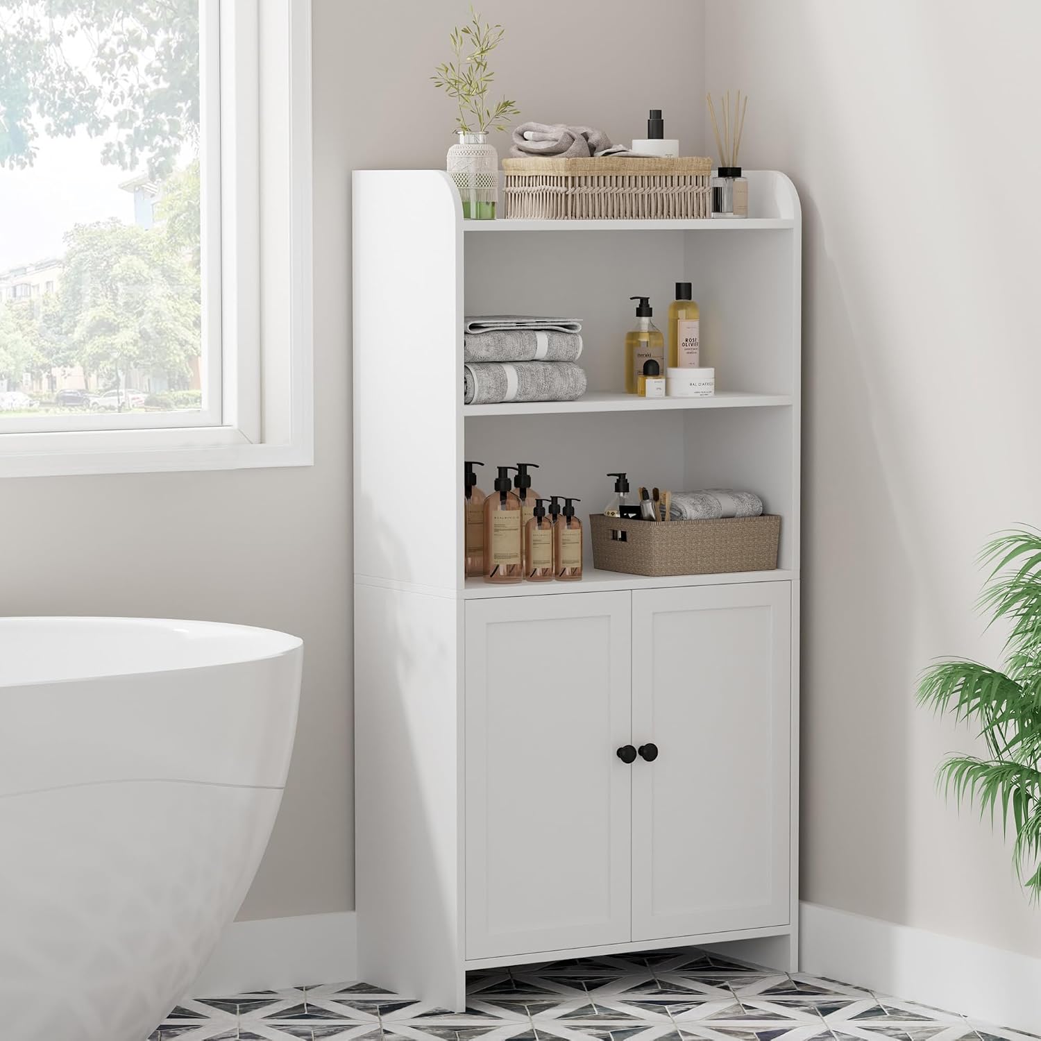 Homhedy Armario de almacenamiento de baño pequeño, almacenamiento i...