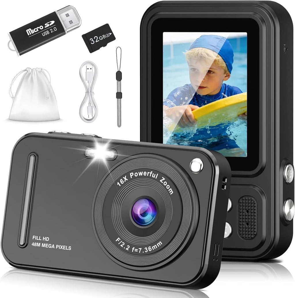 Cámara digital para niños, 48MP FHD 1080P