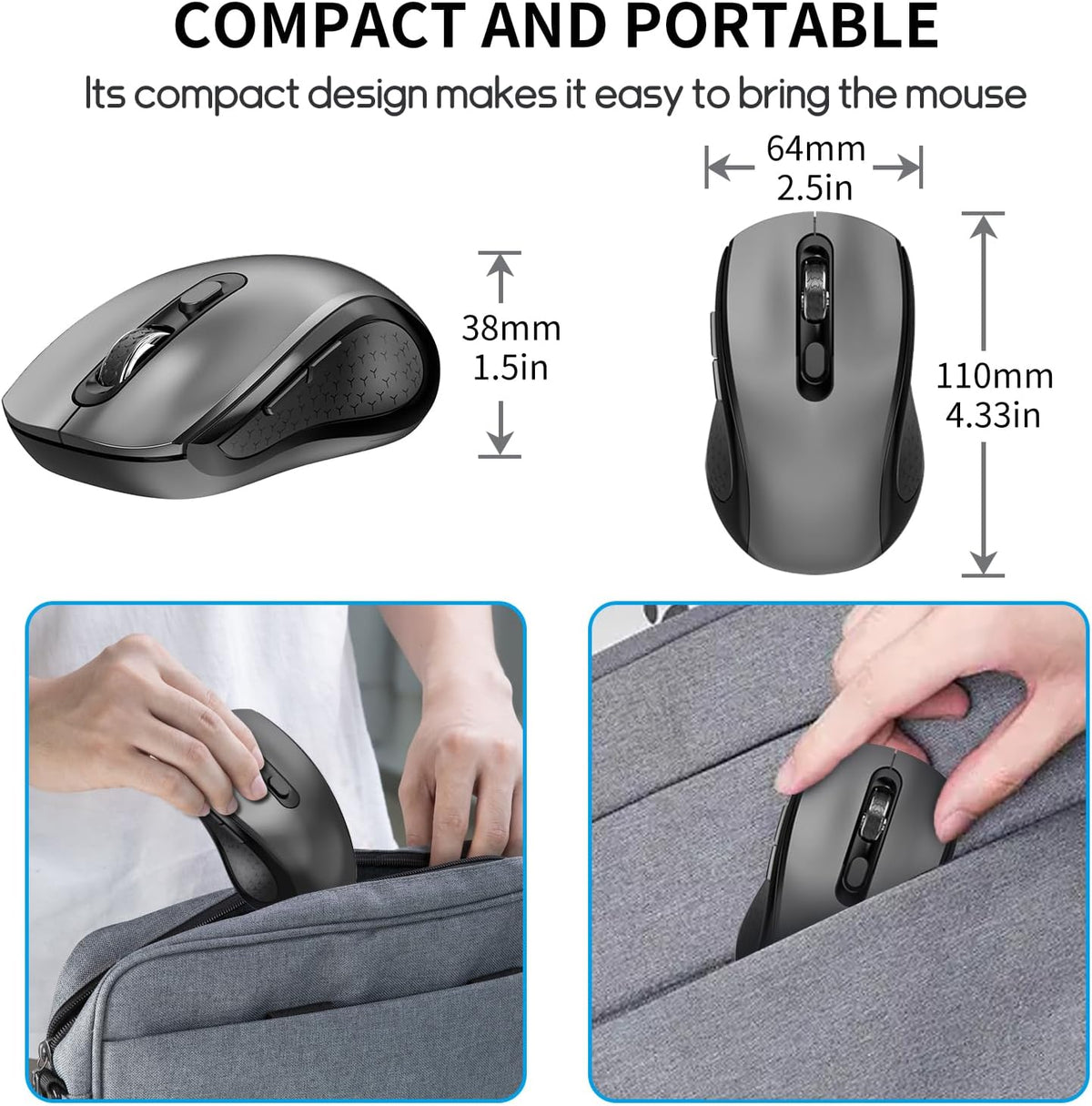SHUNJINRUN Ratón inalámbrico silencioso ergonómico de la llave late...