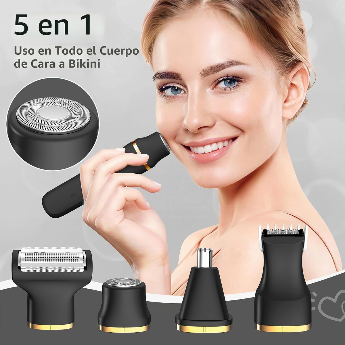 KINGTEE Recortadora de bikini eléctrica 5 en 1 para mujer, afeitado...