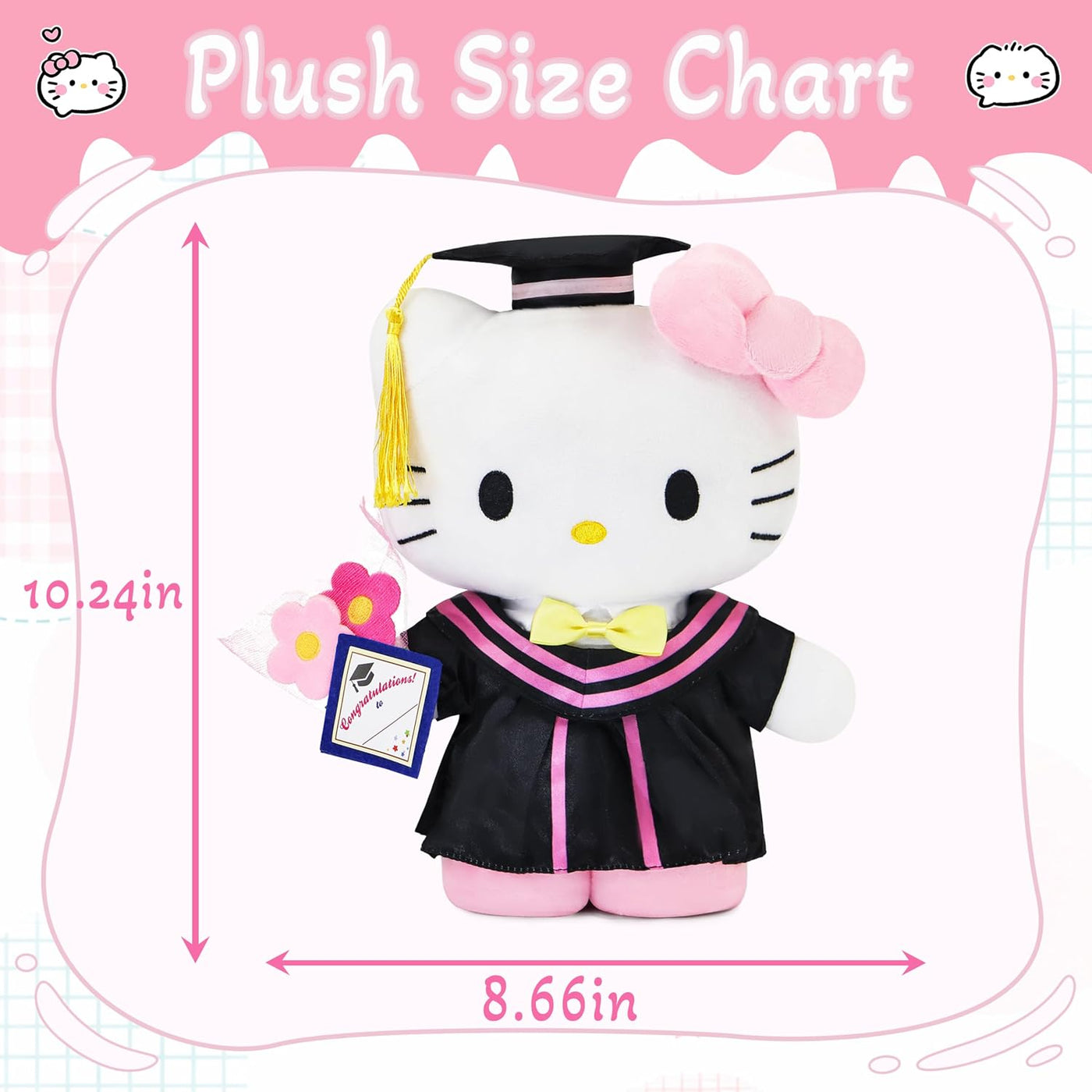 RELIGES Gato de peluche de graduación de 11 pulgadas, animal de pel...