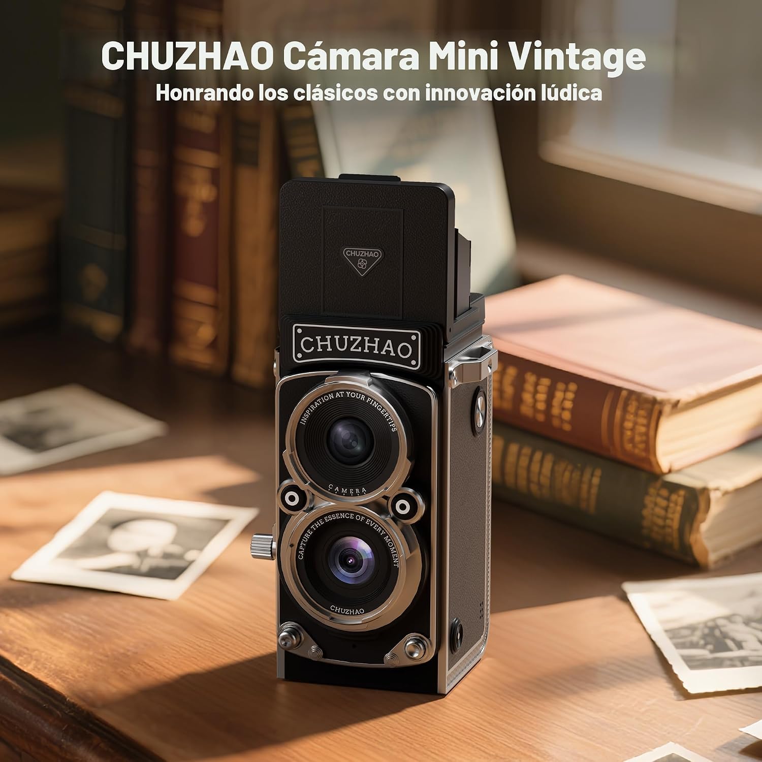 Cámara digital vintage mini de CHUZHAO, cámara portátil estilo TLR...