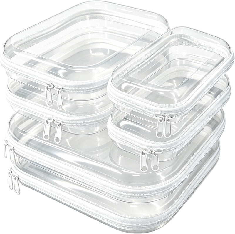 Paquete de 6 fundas rígidas transparentes con cremallera, bolsa de...