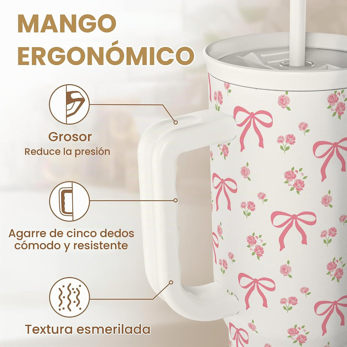 SANDJEST Vaso con Asa de 40oz, Tazas Aisladas de Acero Inoxidable c...