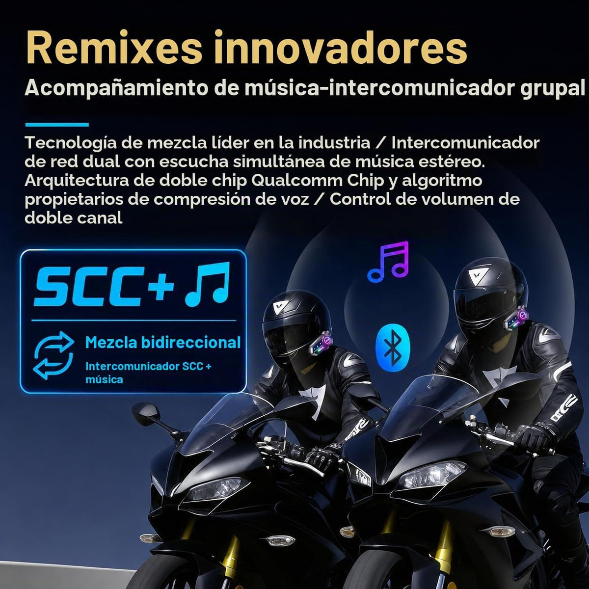 PUSABIYOU Intercomunicador inalámbrico para motocicleta, auriculare...