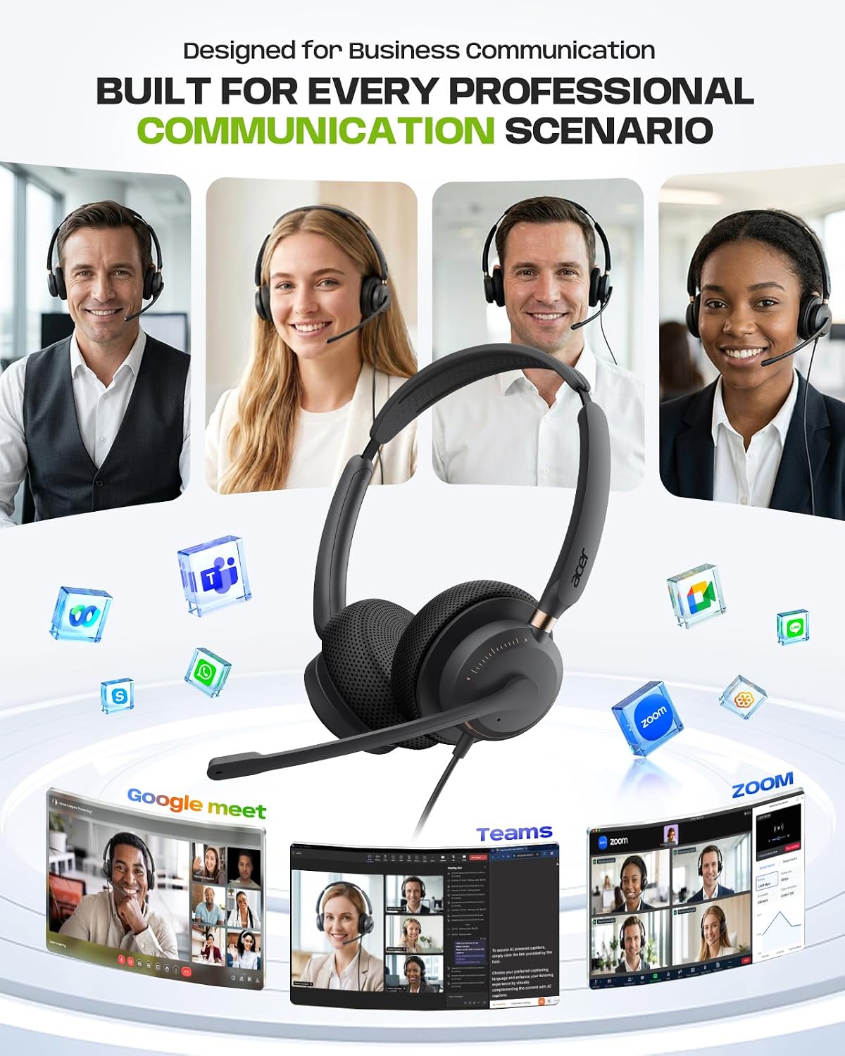 Acer Auriculares con cable con micrófono, auriculares estéreo USB-C...
