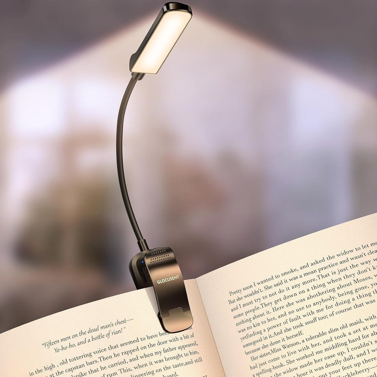 Glocusent Paquete de luz de libro recargable USB con 13 LED de luz...