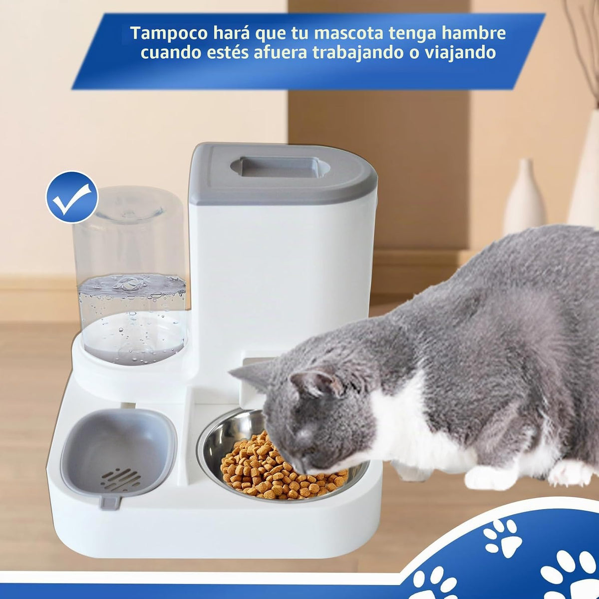 MUYG Juego de dispensador automático de comida y agua para gatos, 2...