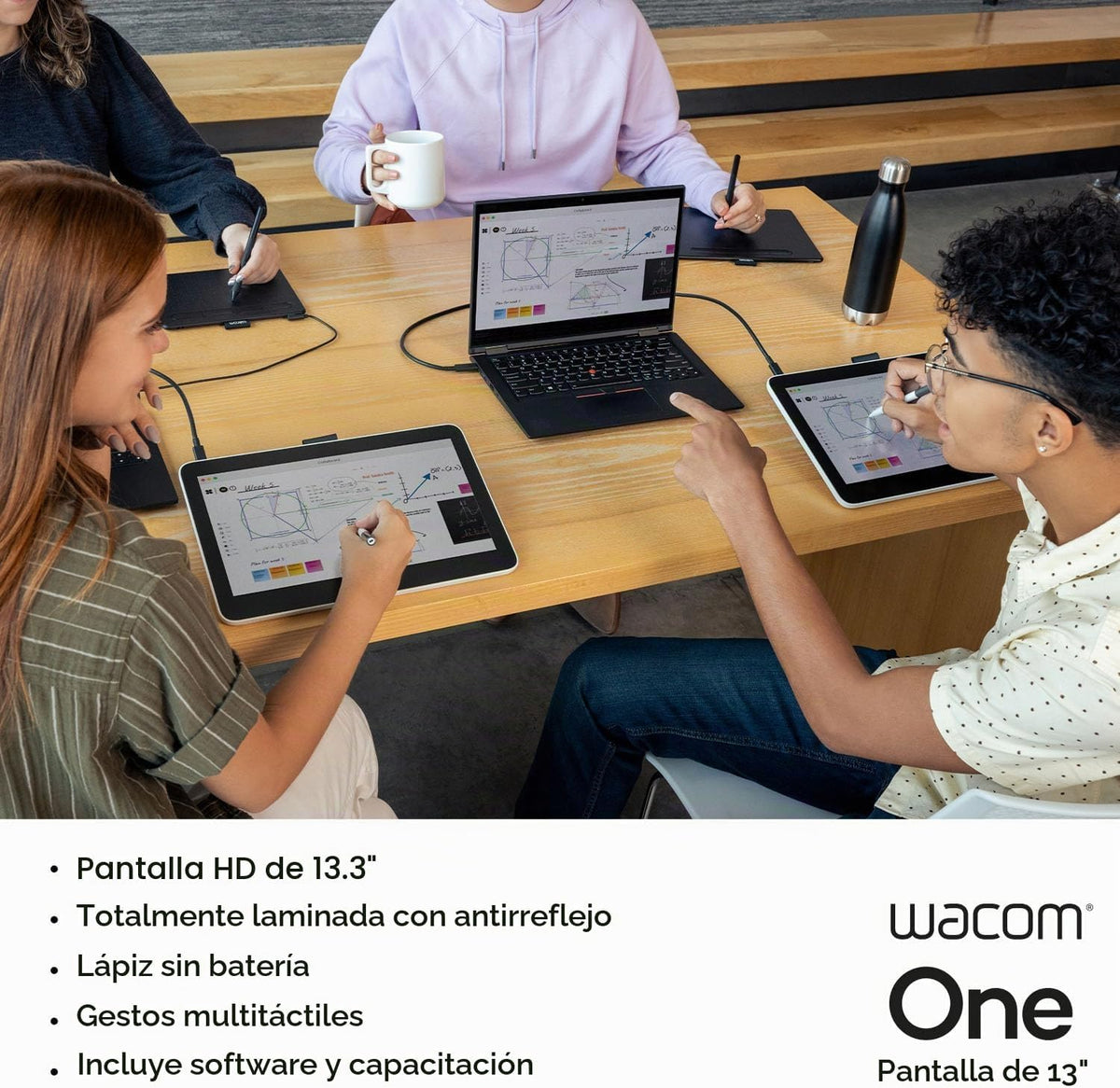Wacom One 13 Touch, tableta de dibujo con pantalla táctil laminada...