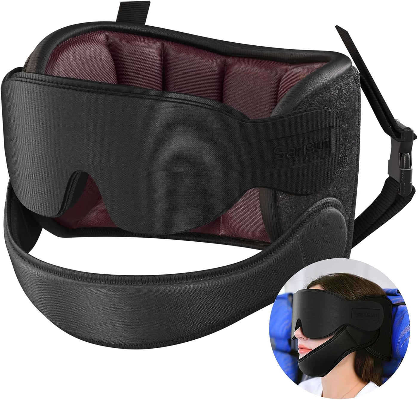 Almohadas de viaje SARISUN para aviones con máscara para los ojos p...