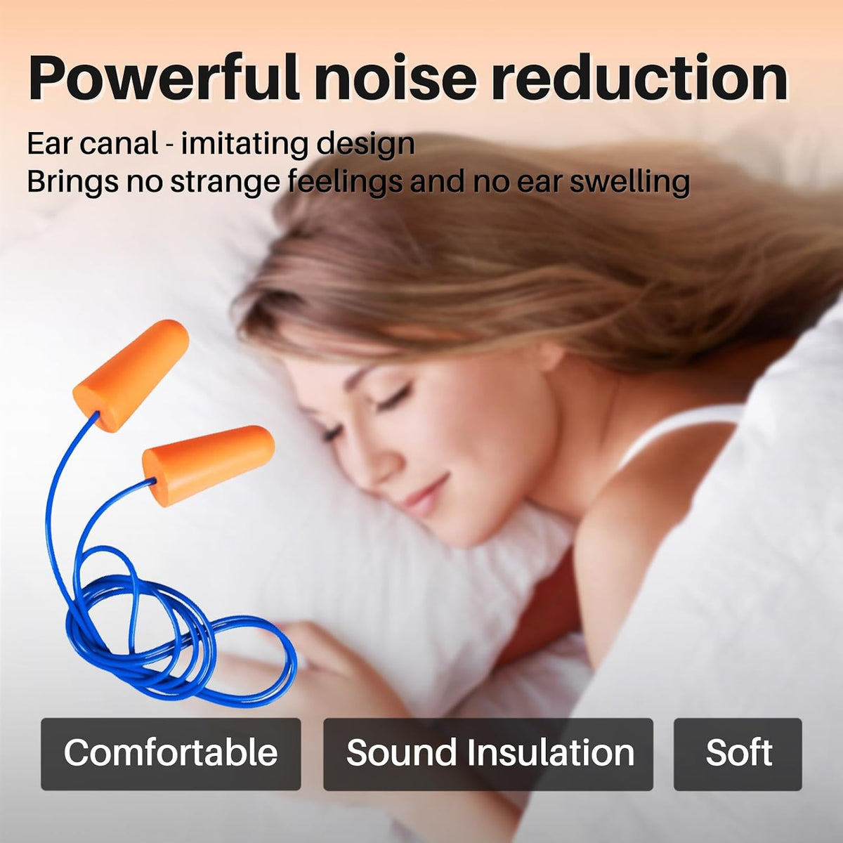 GOL-SIV NRR 33dB - Tapones para los oídos de espuma con cordón, emb...