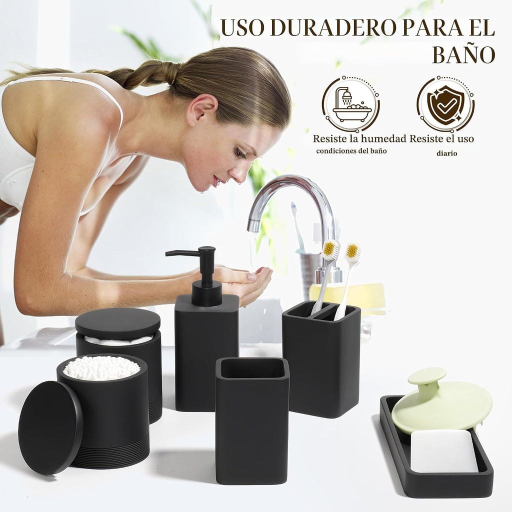 YMXYJM Juego de accesorios de baño, juego de baño de 6 piezas con s...