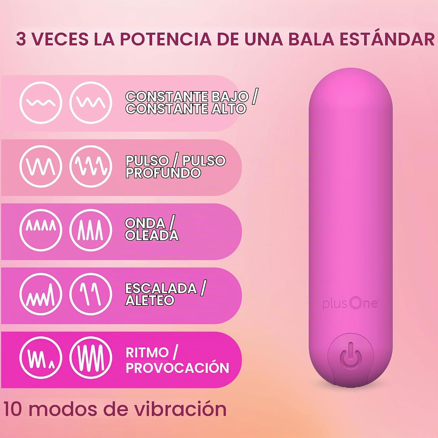 plusOne Vibrador bala para mujer - Mini vibrador de silicona, mini...