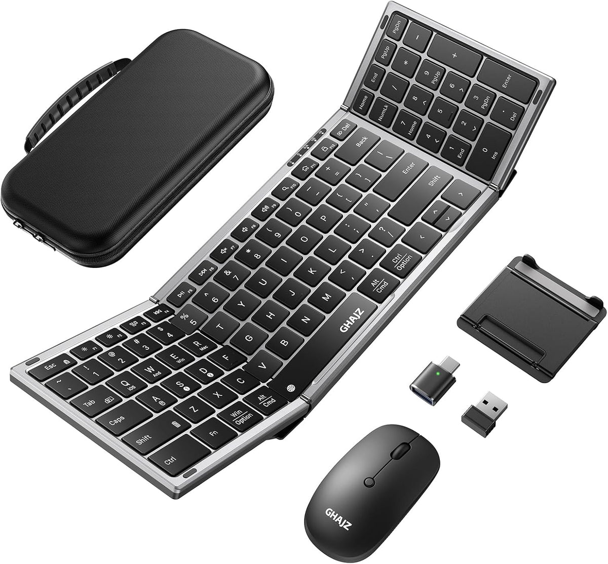 Ghajz Combo de teclado y mouse plegable portátil, Bluetooth ×2+USB...