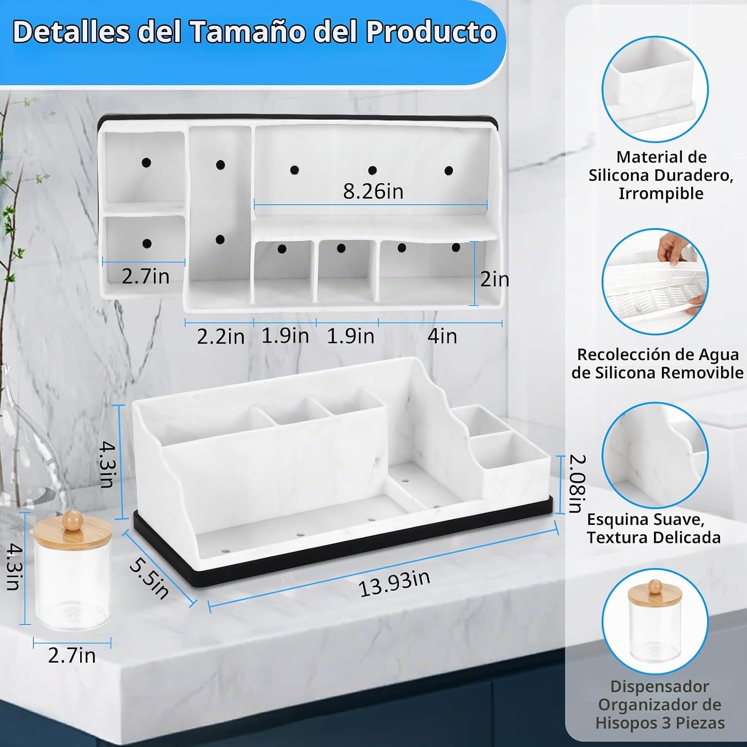 Organizador de Baño para Encimera, Portacepillos de Dientes de Sili...