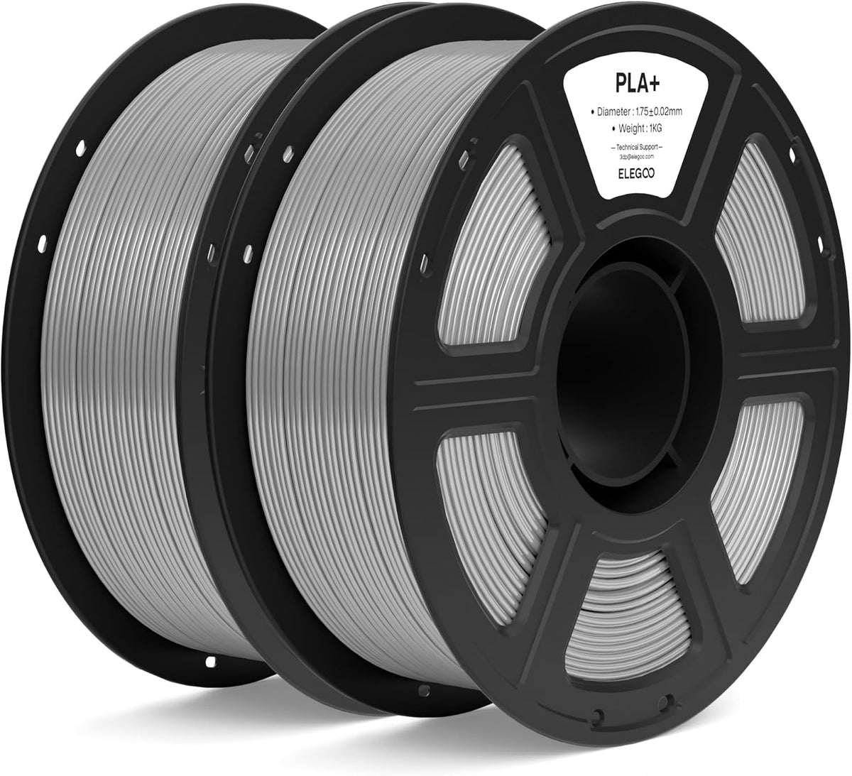 ELEGOO Filamento para impresora 3D PLA+ de 0.07 in, gris, 4.4 lbs |...