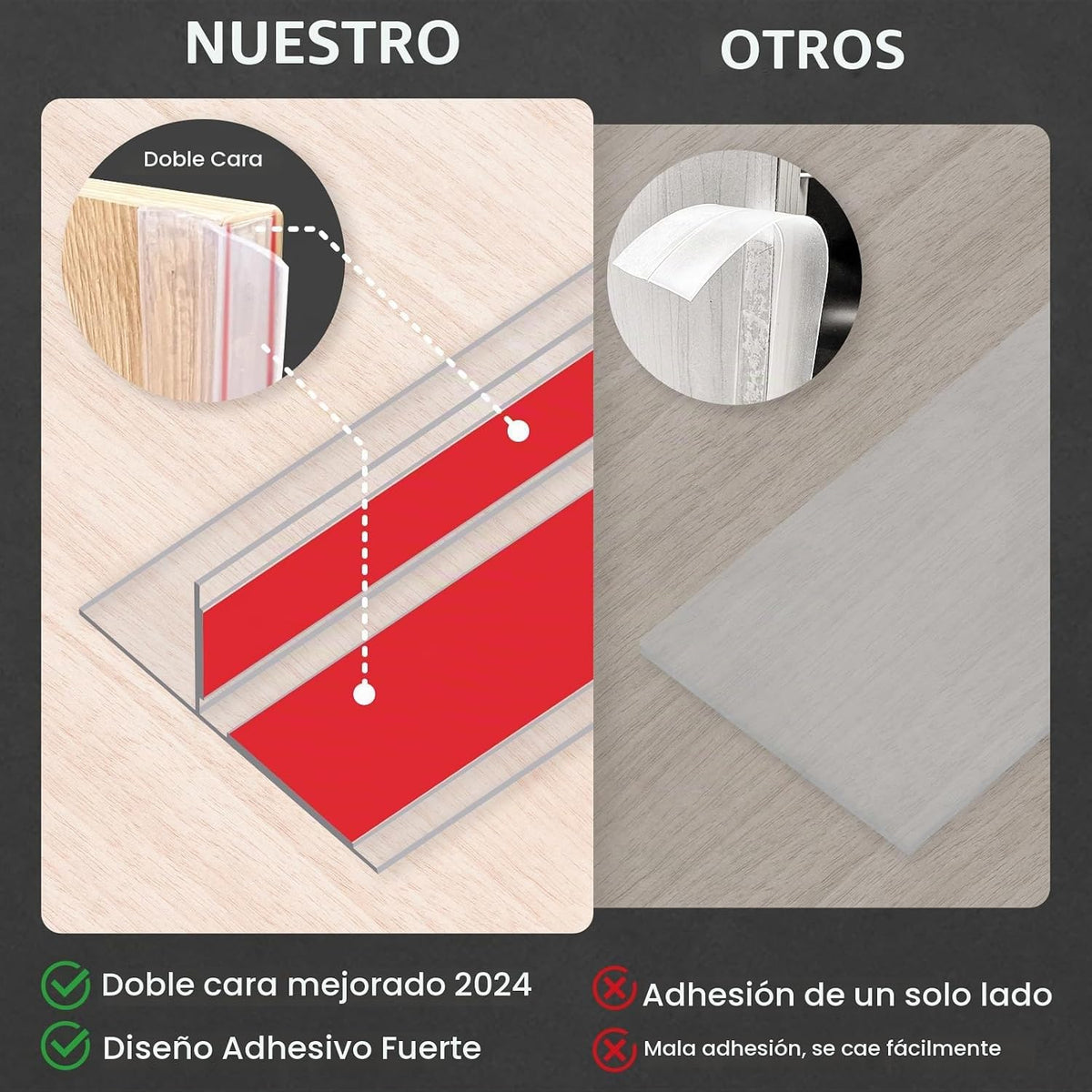 Sello de silicona para puerta, tira de sellado mejorada 2026 para h...
