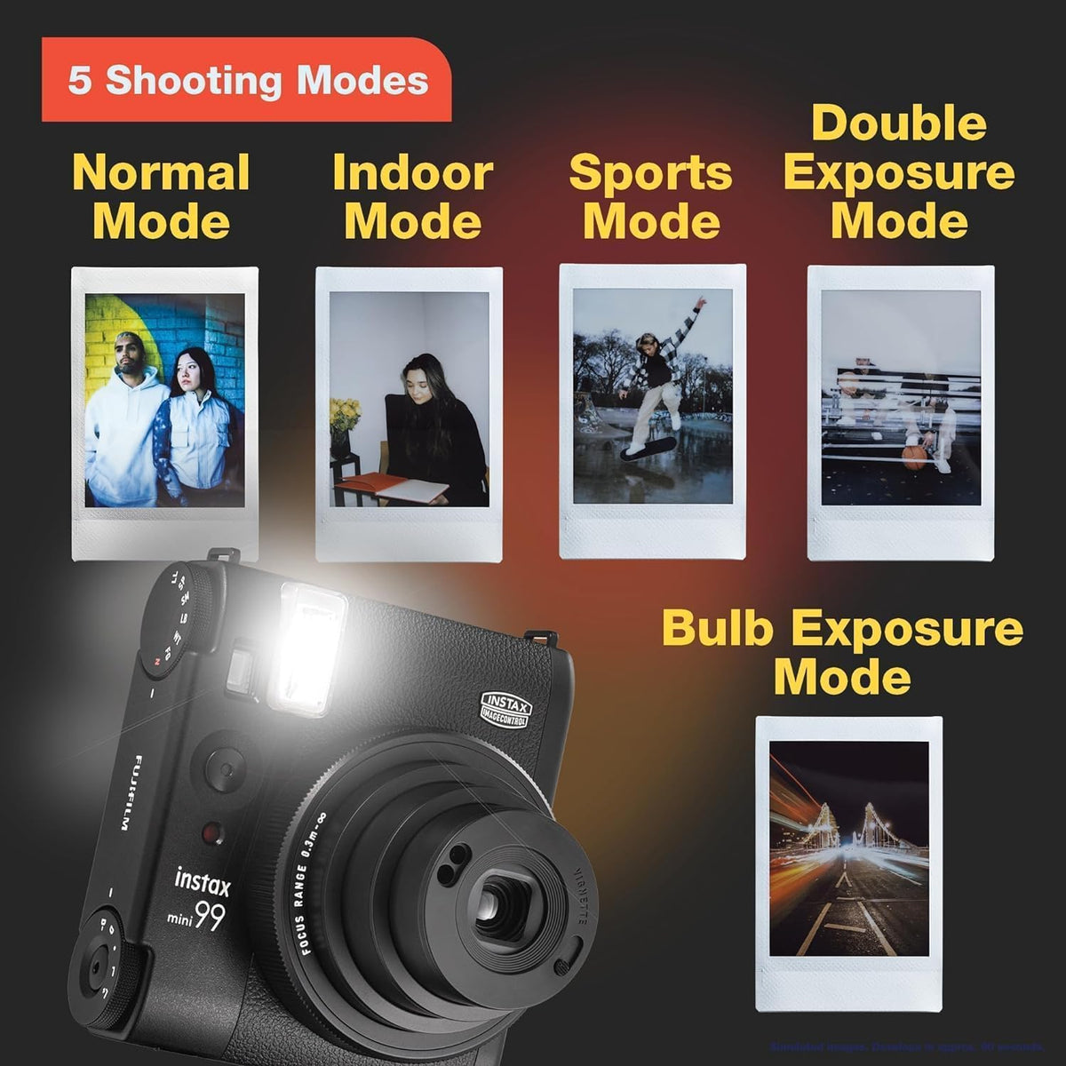 Fujifilm Mini cámara de película Instax 99 (negro) + paquete doble...