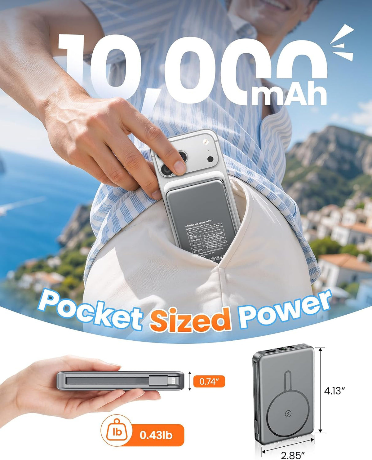 RONEGN para el cargador portátil Magsafe, 10000mAh banco magnético...