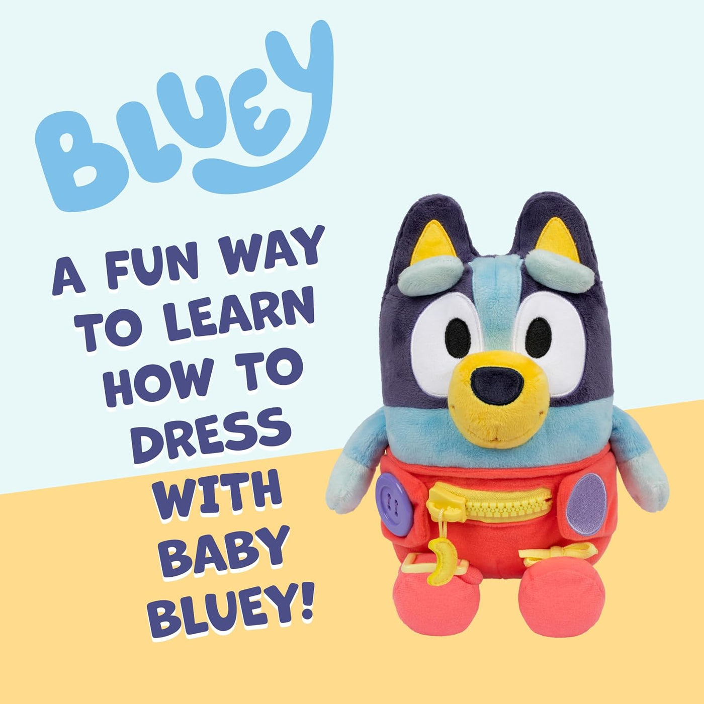 Dress &amp; Play Baby Bluey Felpa, botón, cremallera, hebilla y cor...